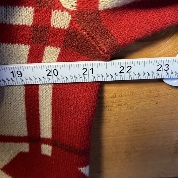 Art and Soul Womens  Cardigan Sweater L Red Beige Long Sleeve Retro Chic Vintage - Picture 2 of 7